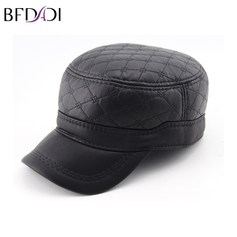 Bfdadi 남자 가을 겨울 야구 모자 패션 모자 겨울 따뜻한 모자 두꺼운 귀 머 거리 야구 모자 블랙 색상 크기 57-61